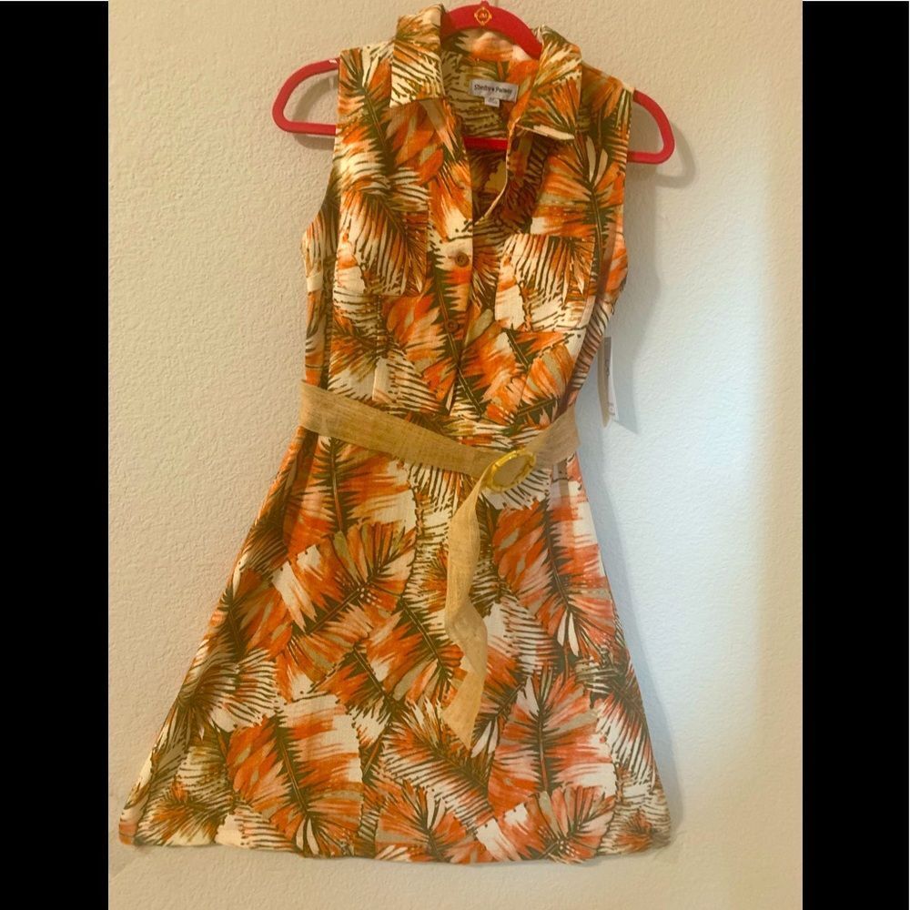 Shelby & Palmer Multicolored Floral Print Belted Shirt-Dress Size 6P Brand new